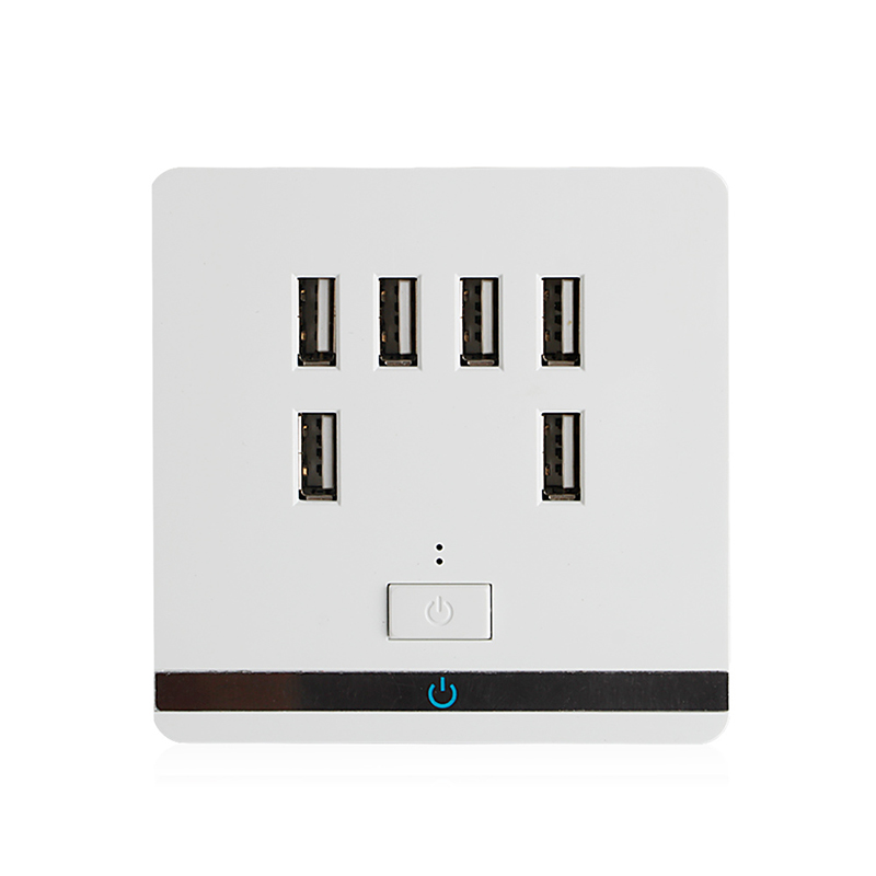 3.4A 6 cổng gắn tường USB ổ cắm sạc Ổ cắm điện ổ cắm bảng điều khiển dạng Tấm chuyển đổi
