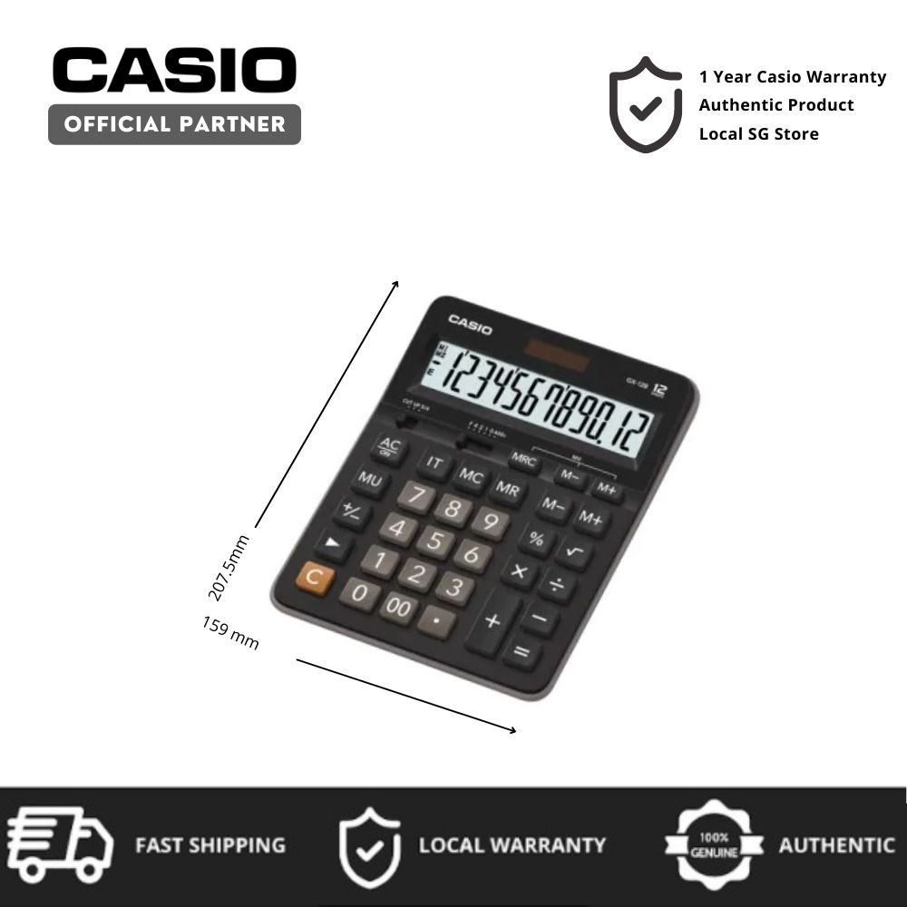 Casio GX-12B 12 Digits Extra Large Display Mark-up% \u0026 Item Counter  Calculator(1 Year local warranty) | Lazada Singapore