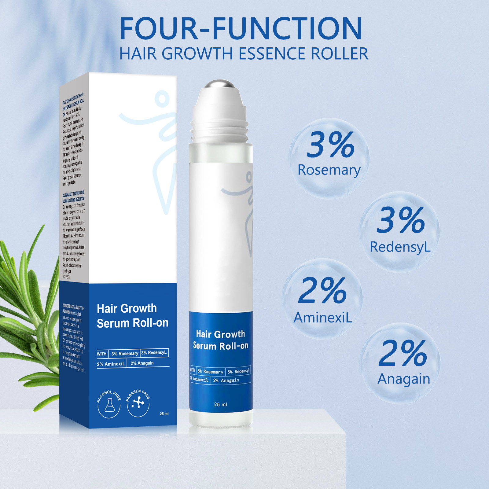 Hair Growth Serum Roll-On – 25ml | With 3% Rosemary Redensyl ...