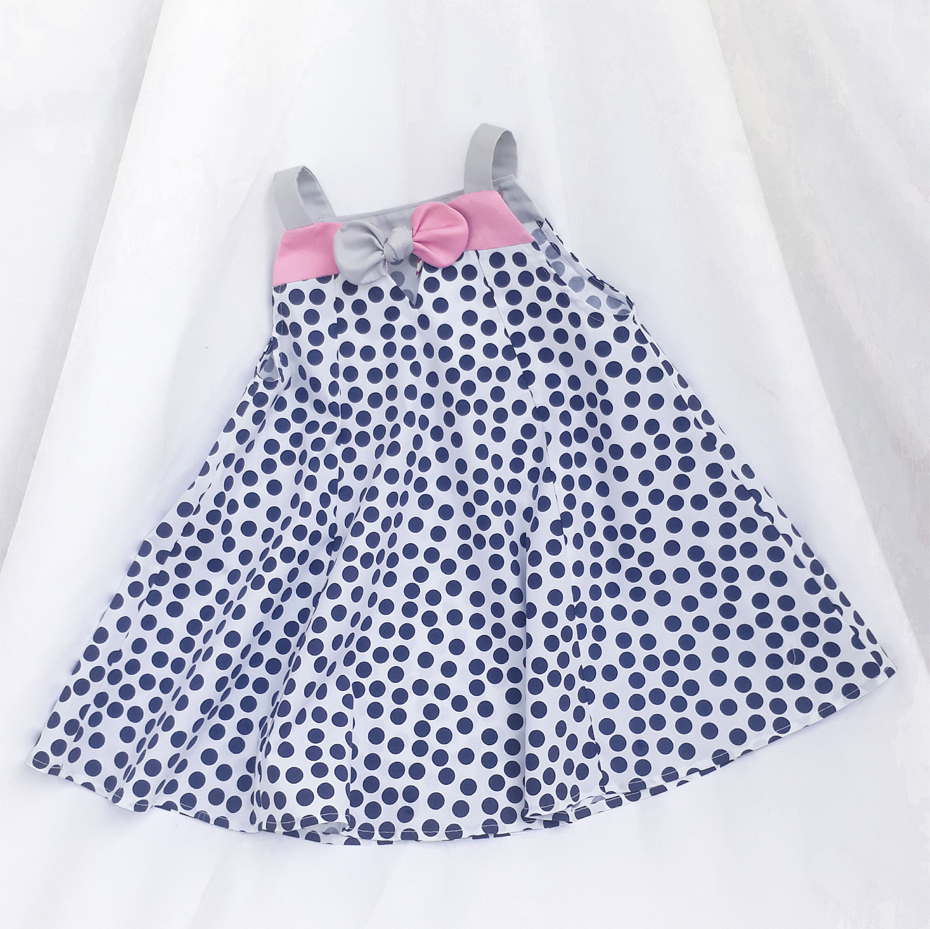 Cutieland - Đầm cotton chấm bi xanh