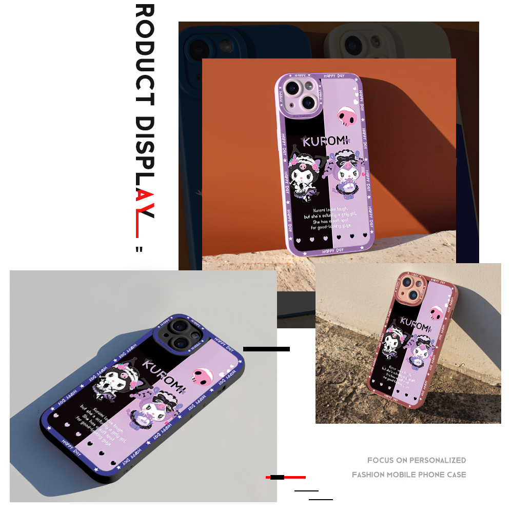 Hontinga Casing Case For Samsung Galaxy Note 8 Note 9 Case Cute Kuromi Square Soft Silicone Full Cover Camera Protection Shockproof Rubber Cases Back Cover Phone Casing Softcase For Boys Girls