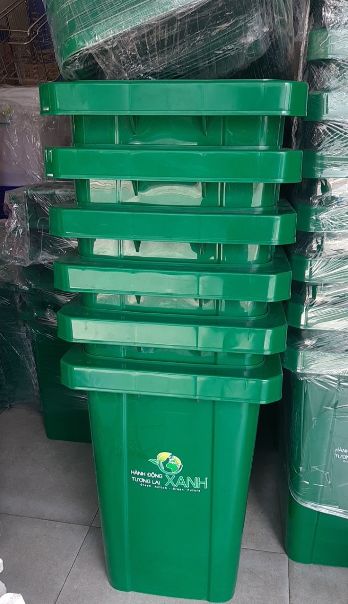 Thùng rác 90 lít nắp kín, thùng rác công cộng