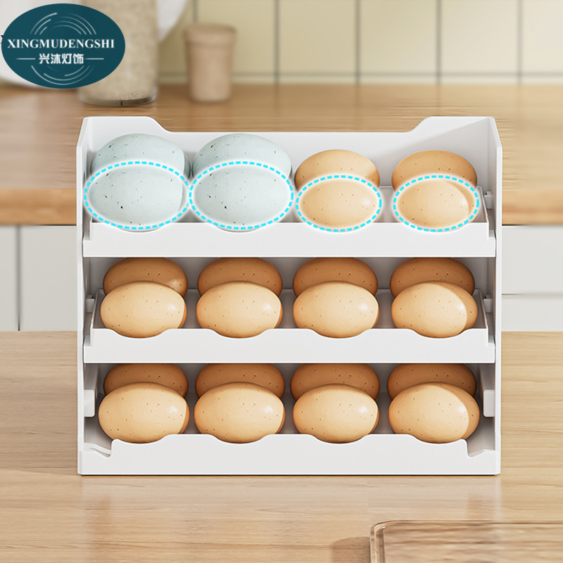XMDS Egg storage box Refrigerator side door storage rack reversible Kitchen shelf Egg tray crisper Save space Egg tray
