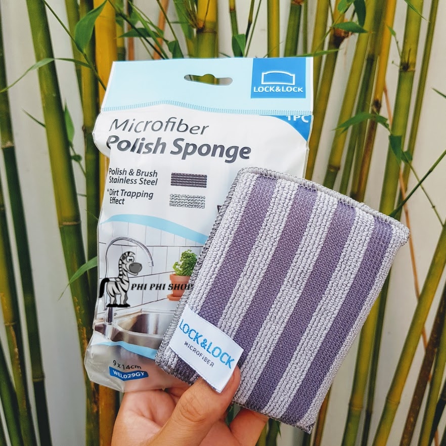 [HCM] Miếng rửa chén Lock&Lock Microfiber chùi rửa đa năng WEL028 WEL029