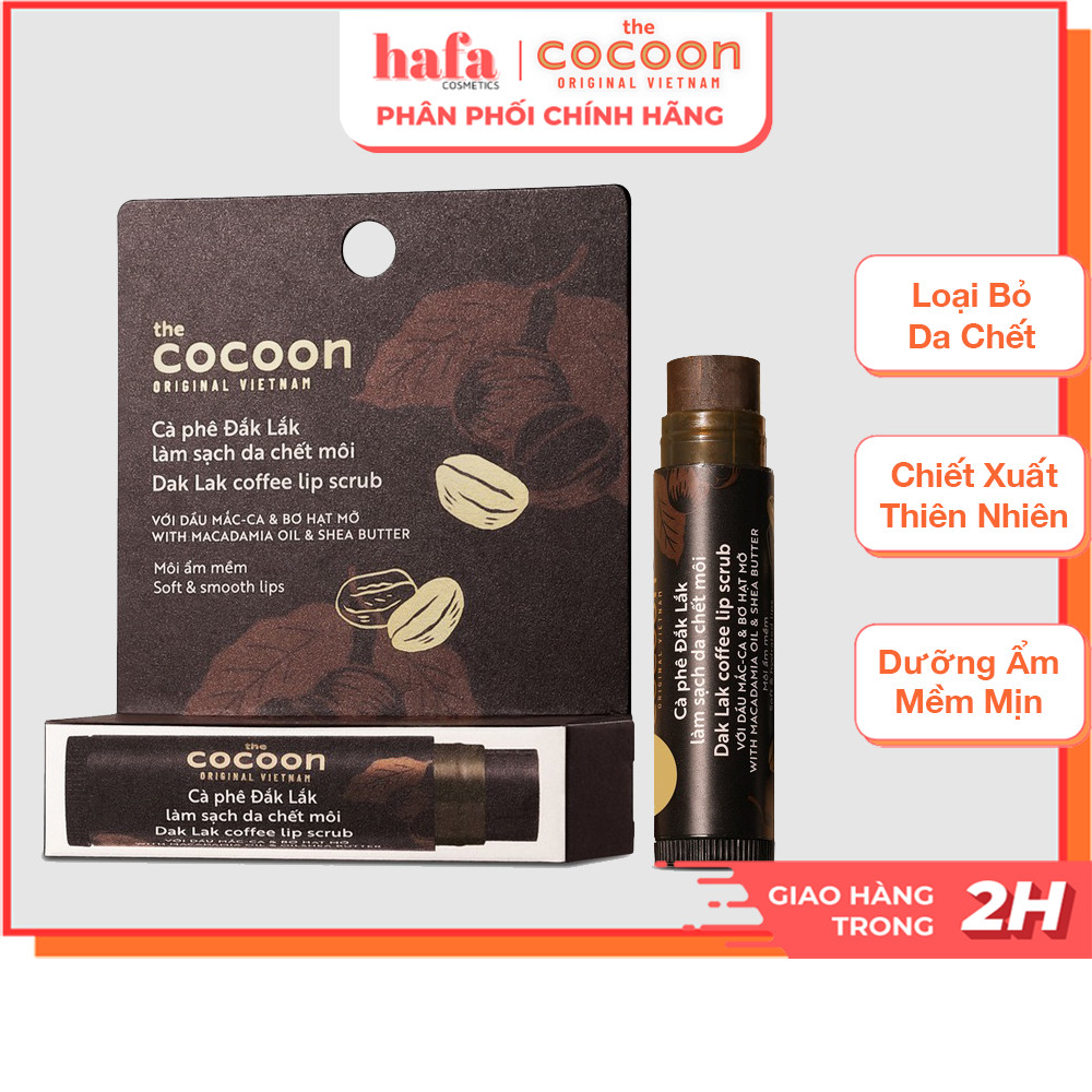 Tẩy Da Chết Môi Cà Phê Đắk Lắk Cocoon Môi Ẩm Mềm 5g Dak Lak Coffee Lip Scrub _ Cocoon Chính Hãng