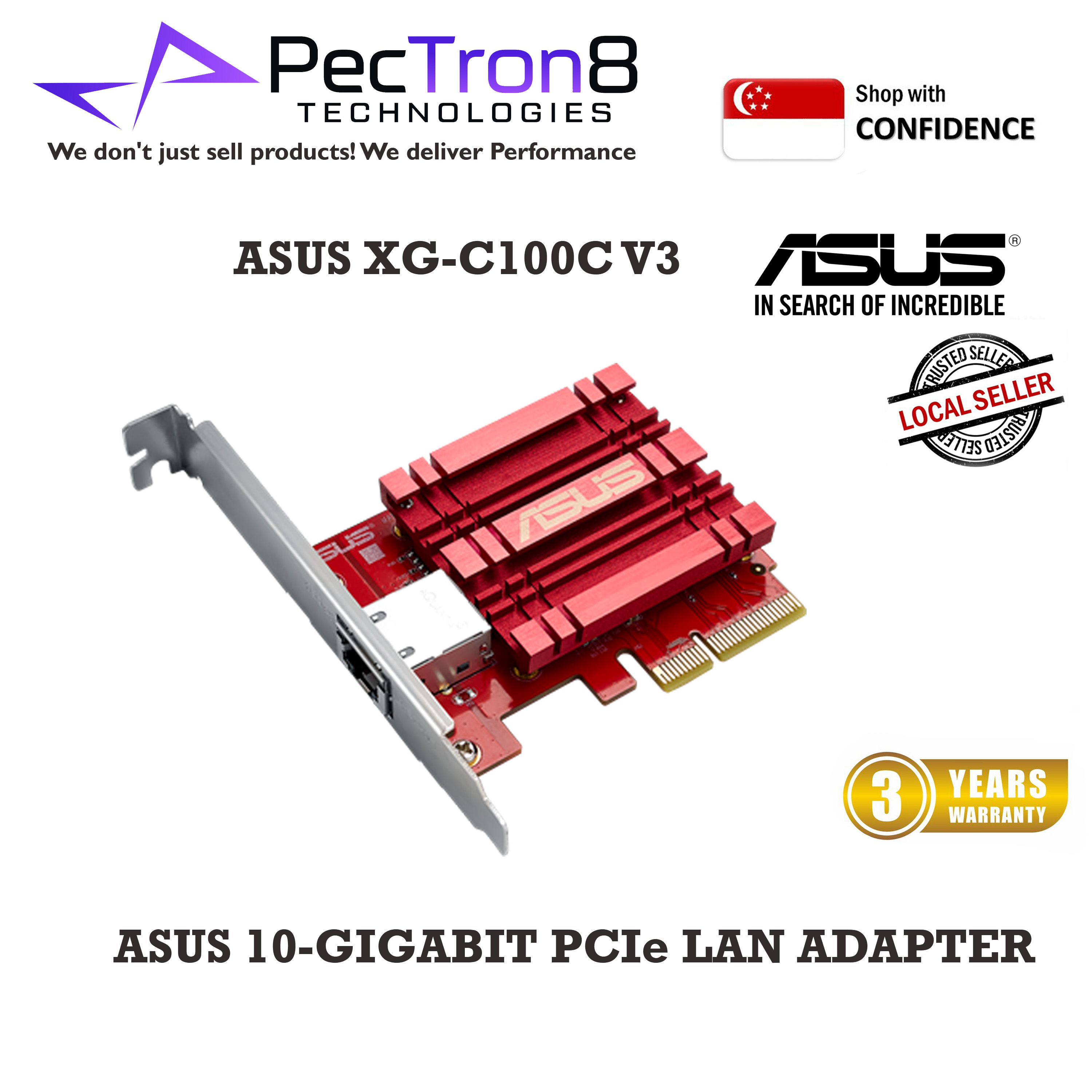 ASUS XG-C100C V3 10G Network Adapter PCI-E x4 Card with Single RJ