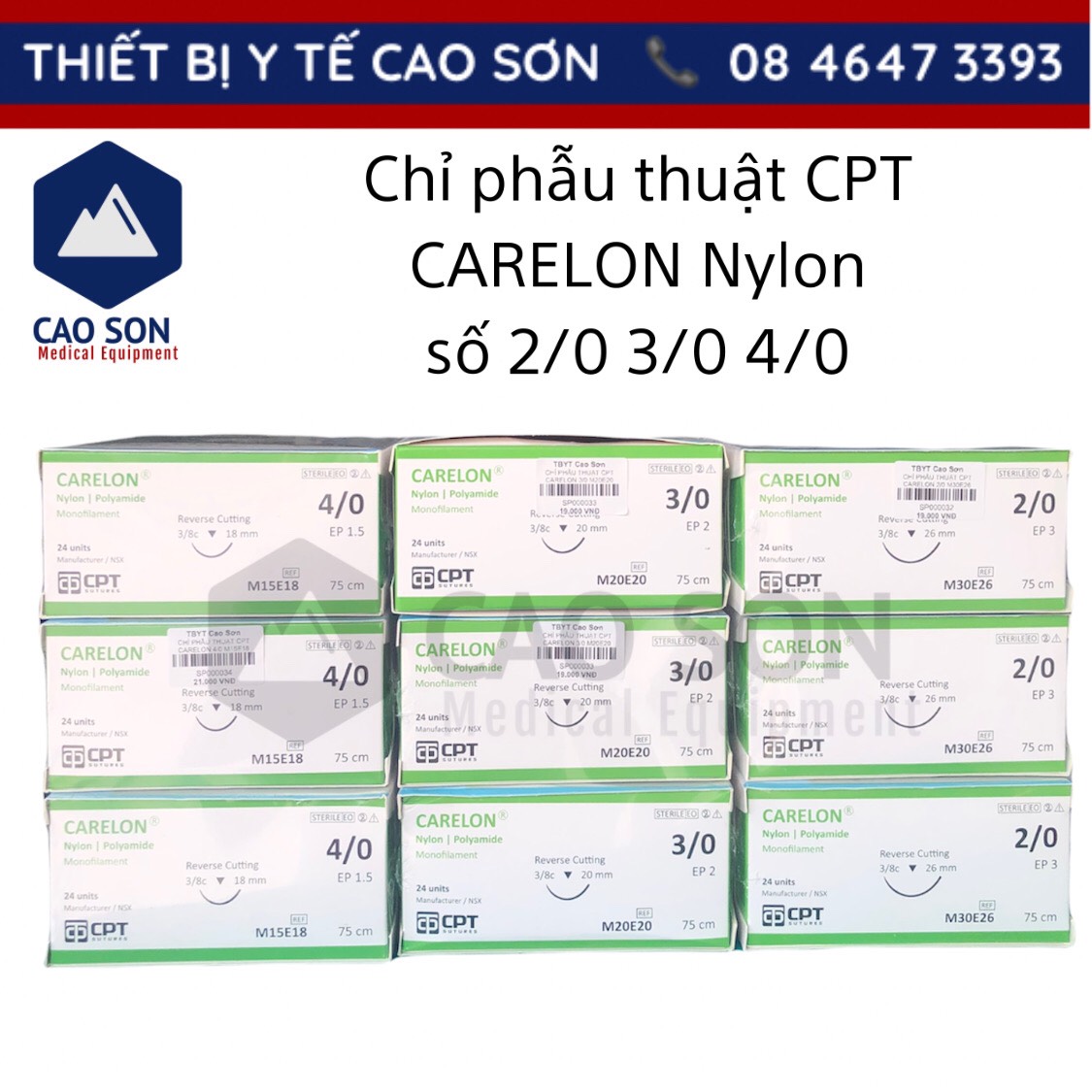 Chỉ phẫu thuật cpt carelon nylon số 2/0 3/0 4/0 5/0