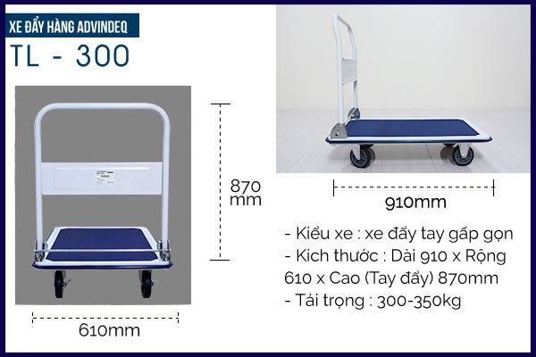 Xe đẩy hàng ADVINDEQ TL-300 (Tải trọng 300-350kg)