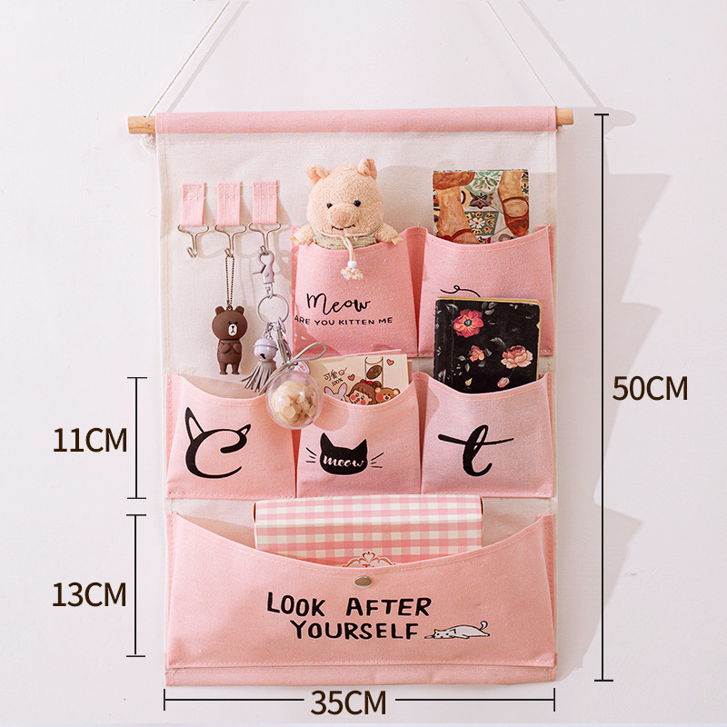 Three layer thickened storage hanging bag, wall mounted bathroom door, interior clothing and socks storage bag, fabric bedside bag