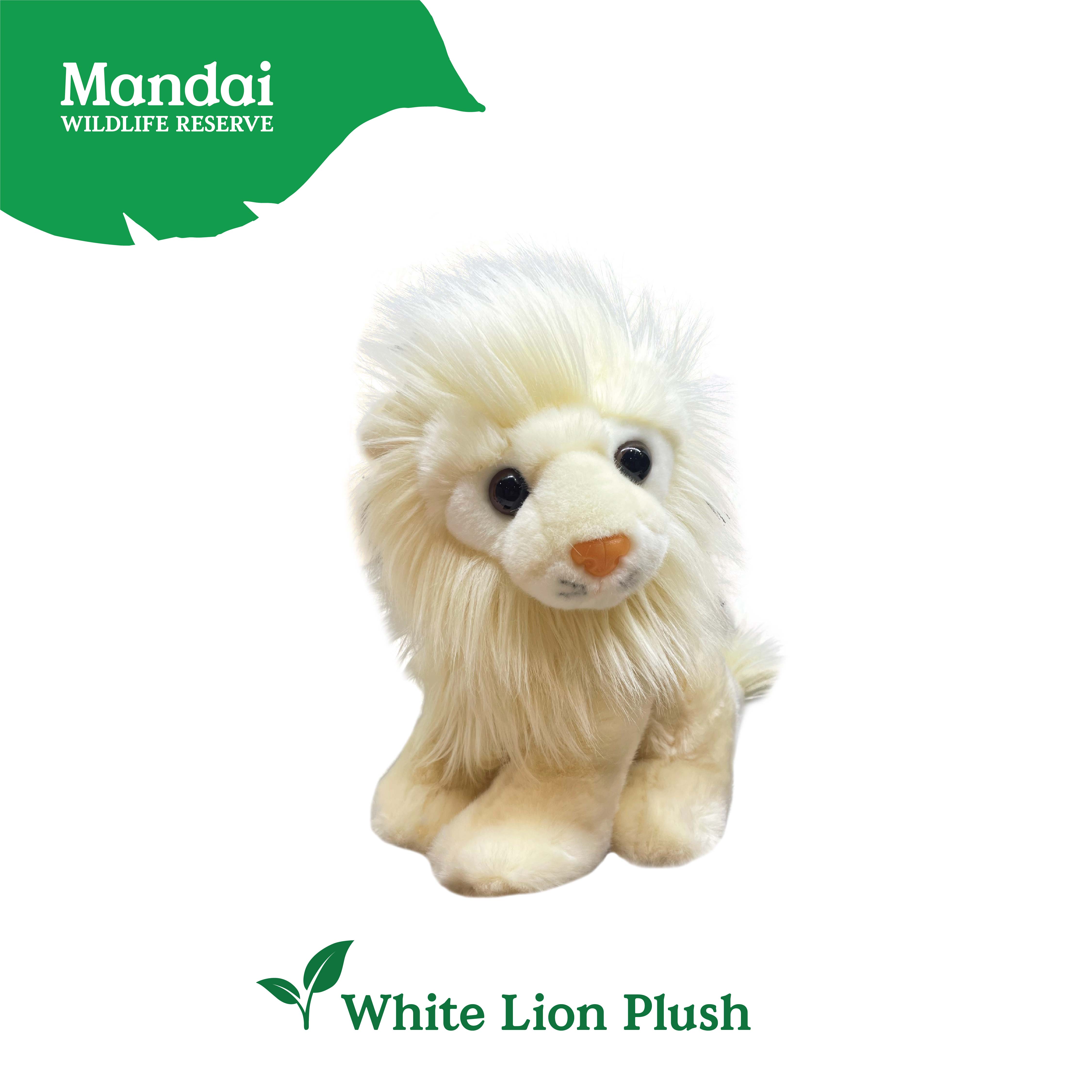 White Lion Plush 10" Animal Stuffed Toys 100 Recycled Polyester MANDAI