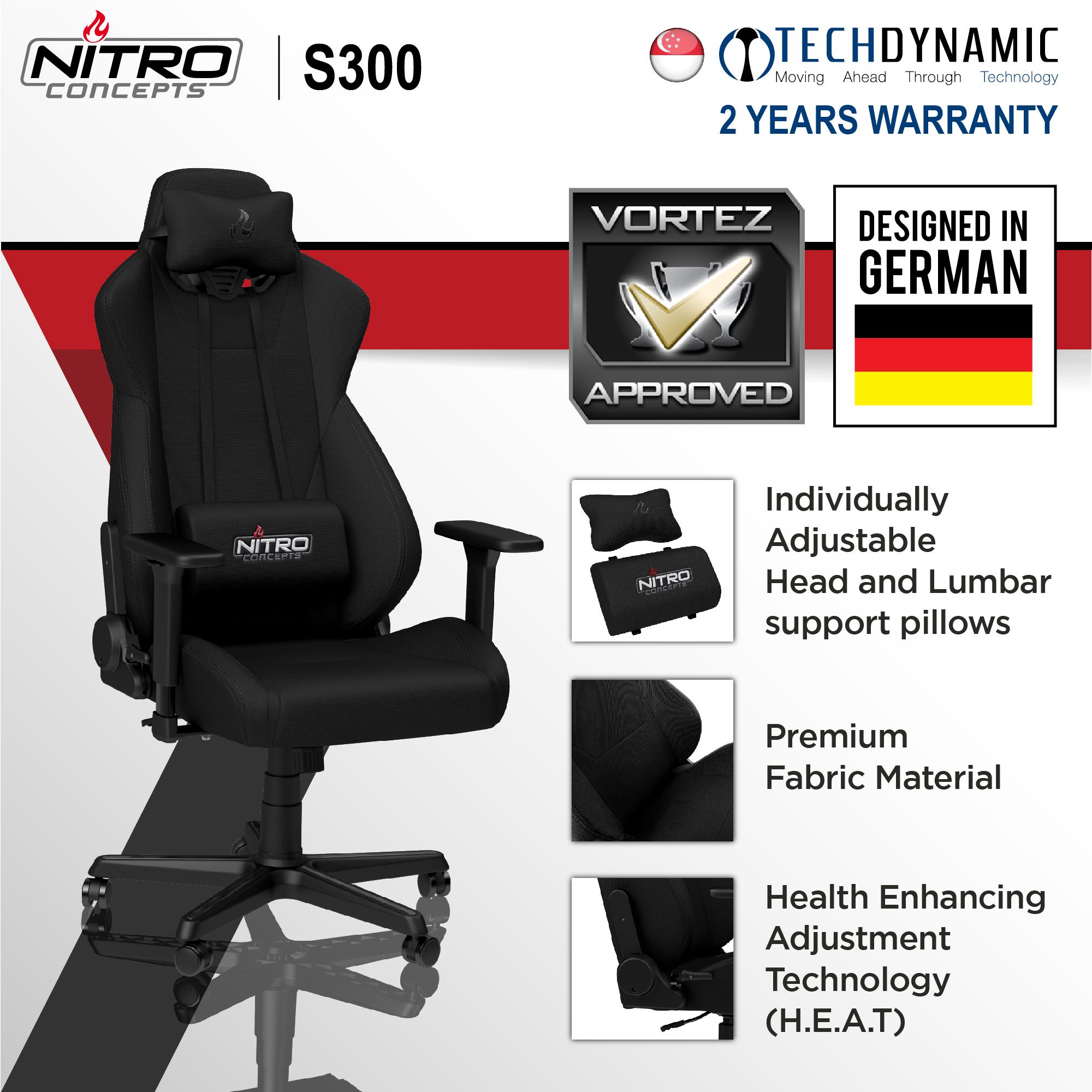 Nitro Concepts S300 Fabric Gaming Chair Black Black Red Black White Available In 3 Colors To Be Delivered Within 1 Week From Order Date Lazada Singapore
