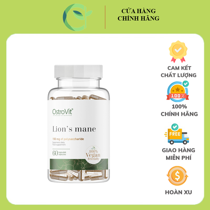 Viên Uống Vitamin Ostrovit Lion's Mane VEGE - Hỗ Trợ Thần Kinh, Lo Âu Và Não Bộ (60 Viên)