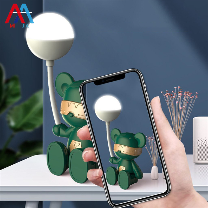 XIAOMIMIJIA Light luxury violent bear folding desktop reading desk lamp USB charging eye protection dormitory night lamp souvenir ornament table lamp