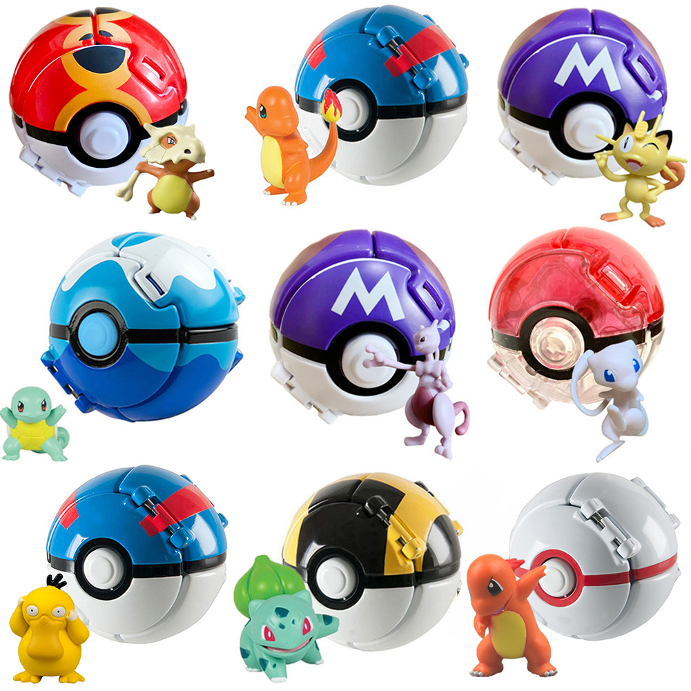 SF 15 Styles Pokemon Elf Ball Anime Figure Pikachu Charizard Pocket Monster Variant Pokemon Elf Ball Toy Action Model Gift