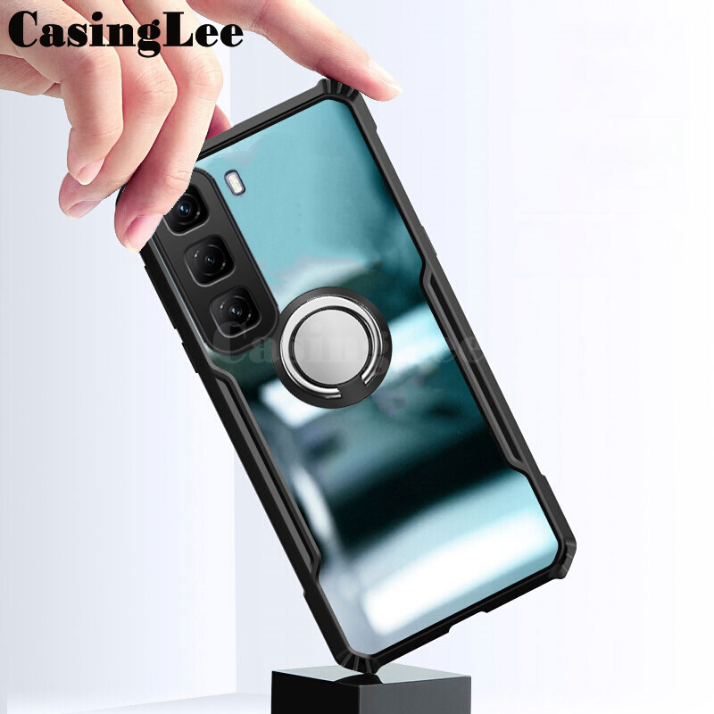 For infinix Hot 50 Pro Plus Case Hard Clear Transparent Shockproof Armor Car Adsorb Holder Ring For infinix Hot 50 Pro + Back cover Phone Cases.