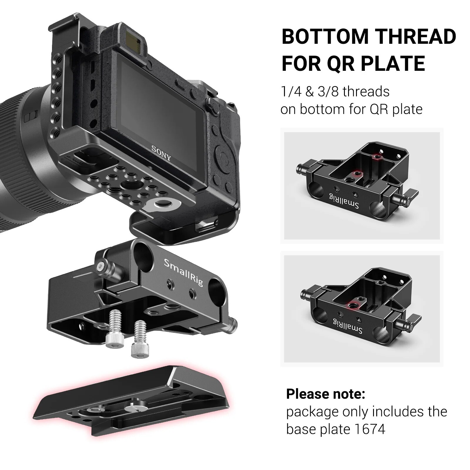 【Free Returns】 Smallrig Dslr Camera Base Plate With 15mm Rod Clamp For A6500/a6600 For Panasonic Gh5 For Camera Cage