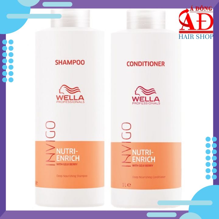 Cặp Gội Xả Wella Invigo Enrich dưỡng ẩm suôn mượt tóc khô hư tổn 1000ml
