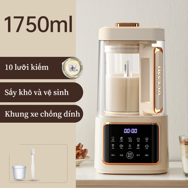 Máy làm sữa hạt chống ồn 1750 ml, xay nấu đa năng, nấu cháo chậm, súp, máy làm sữa