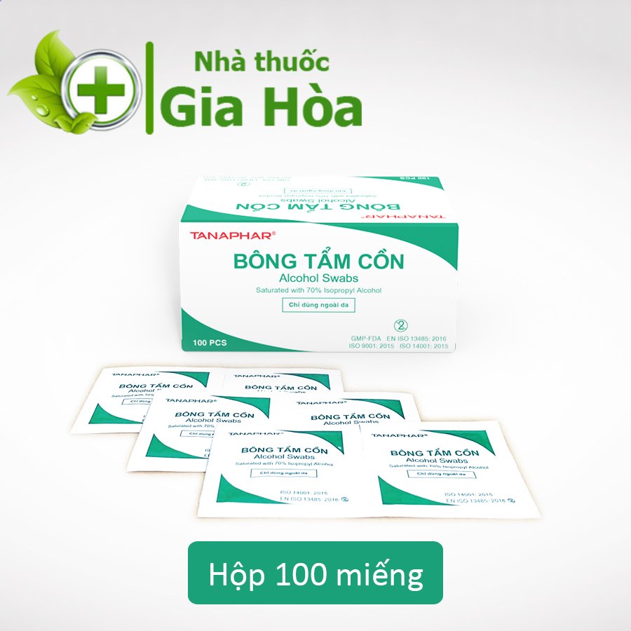 [HCM]Bông Tẩm Cồn Tanaphar ( Hộp 100 Miếng)