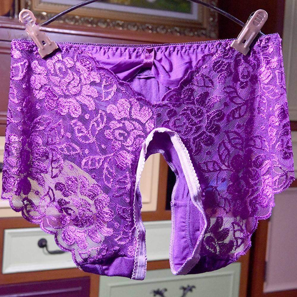 Women Lace Crotchless Knickers Sexy Plus Size Briefs Open Butt Panties  Underwear