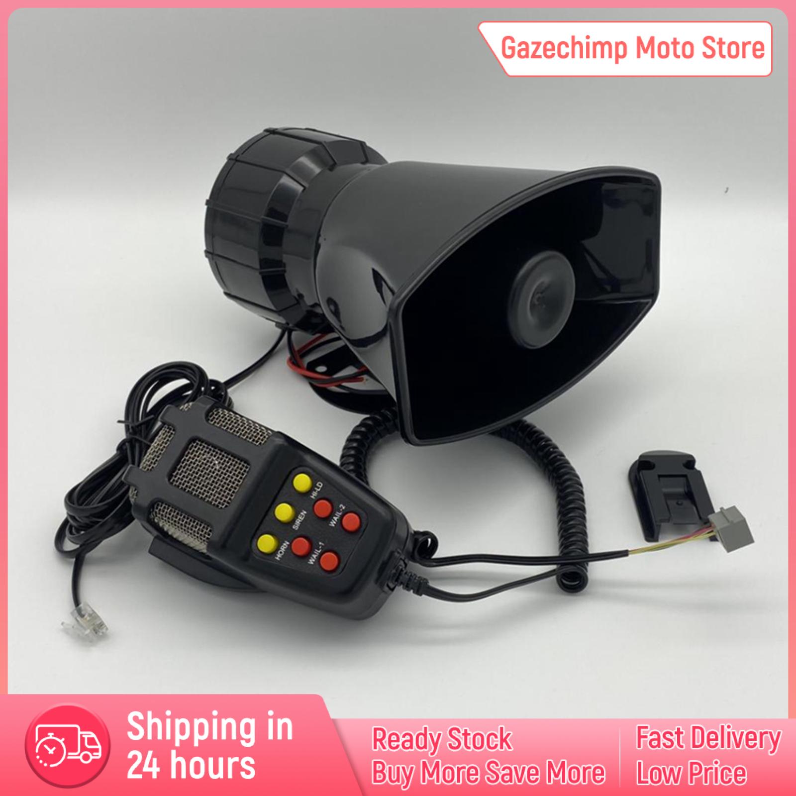 Gazechimp Car Siren Speaker 7 Sounds Electronic Warning Vehicle Horn Alarm Horn Siren for Lorry Boat Truck Motorcycle Emergency Sound