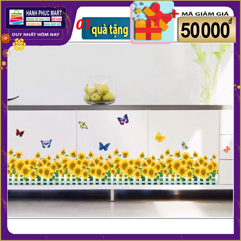 Decal dán chân tường HÀNG RÀO HOA HƯỚNG DƯƠNG