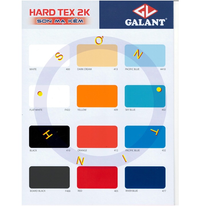 (nhiều màu) Sơn sắt MẠ KẼM epoxy Galant - HARD TEX 2K epoxy - 2 thành phần- Loại 800ml