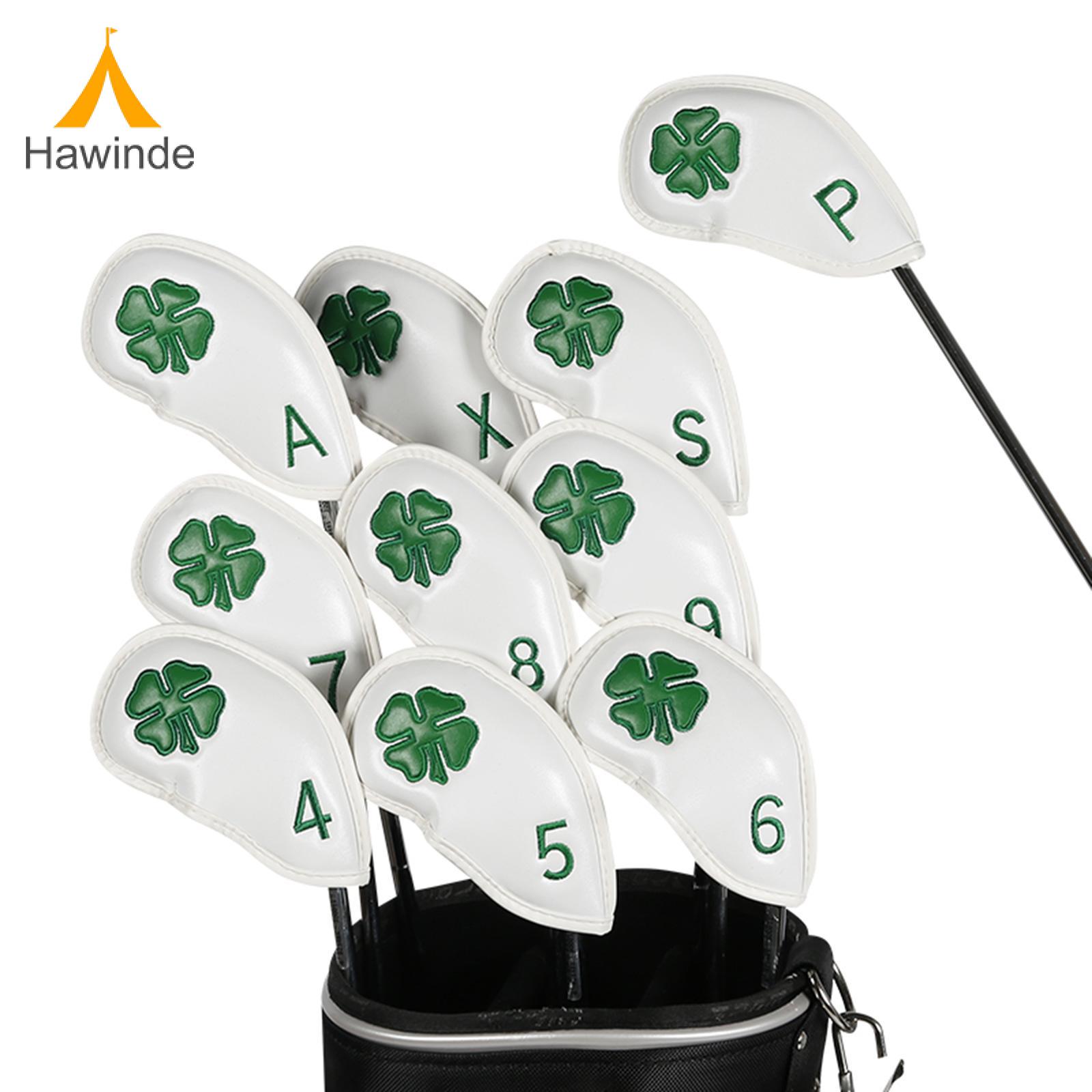 Hawinde 10 Pieces Golf Iron Head Covers Fit All Brands Clover Iron Club Head Covers