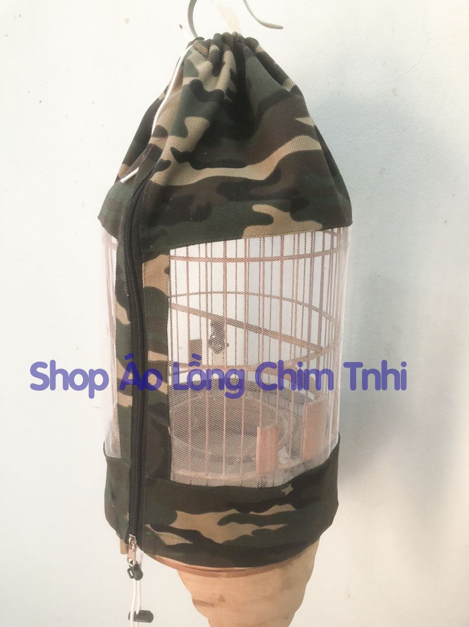 Áo lồng chim khuyên lưới rằn ri kaki