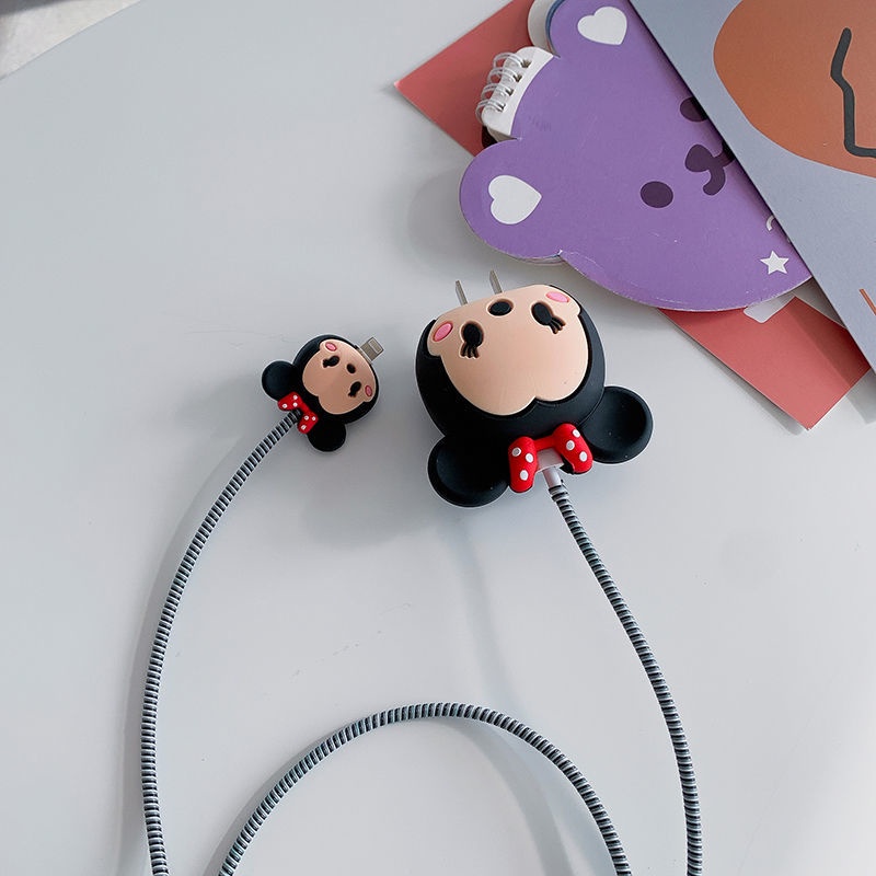 4pcs/set Charger Protector compatible with iPhone 18W/20W Cute Cartoon Soft Silicone Cord Protector Charging Cable Cover compatible with iPhone 13 12 Charger [cchoice]