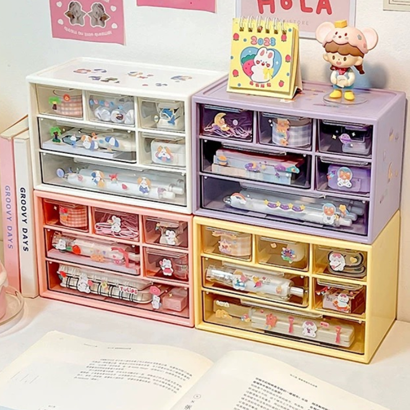 Desktop Cosmetics Storage Box Drawer Six Grid Acrylic Visible Jewelry Organizer Stackable Dustproof Cases. 