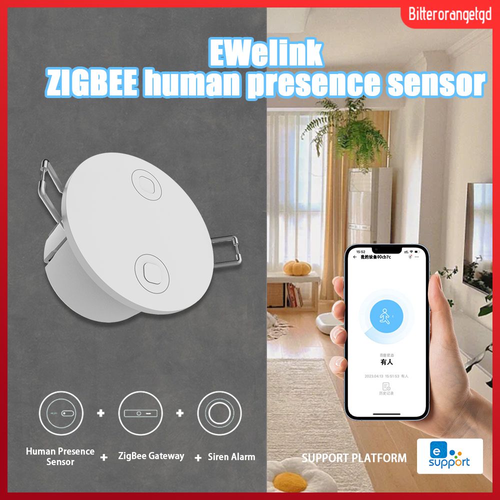 Bitterorangetgd【Ship within 24 hours】EWelink ZigBee 5.8G Smart Human Presence Detector MmWave Detection Sensor Motion Sensor For Home Security And Energy Savings
