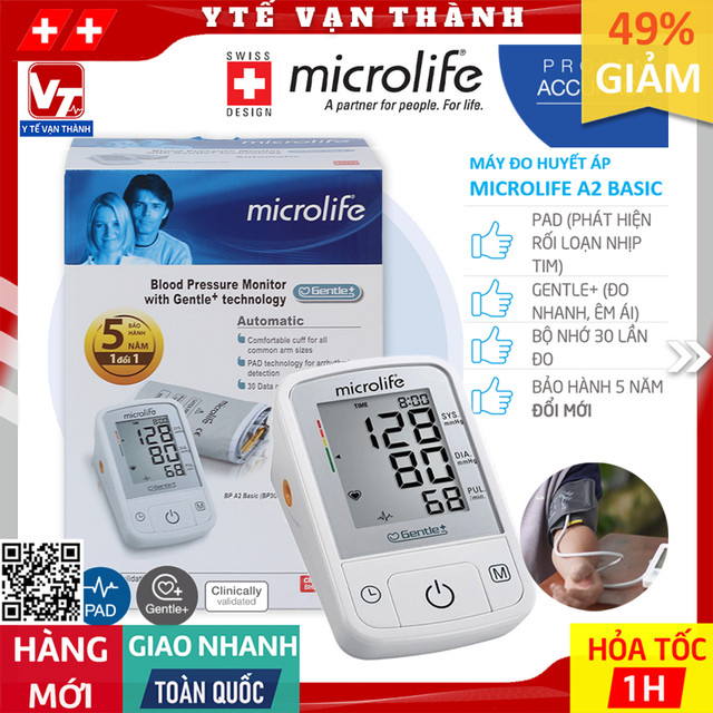 ✅ Máy Đo Huyết Áp Bắp Tay Microlife A2 Basic | Công nghệ Thụy Sĩ -VT0516 - Y Tế Vạn Thành