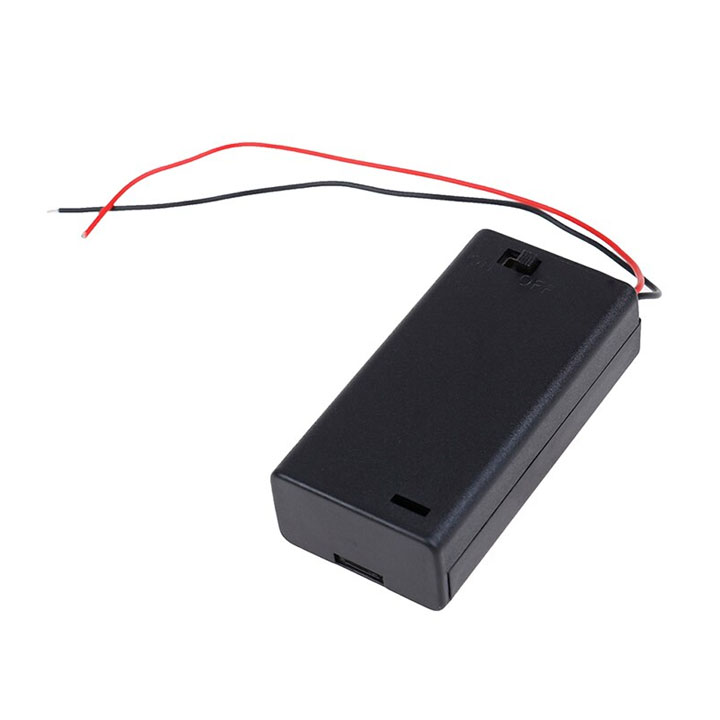 Đế pin 2 pin aaa nối tiếp có nắp và công tắc