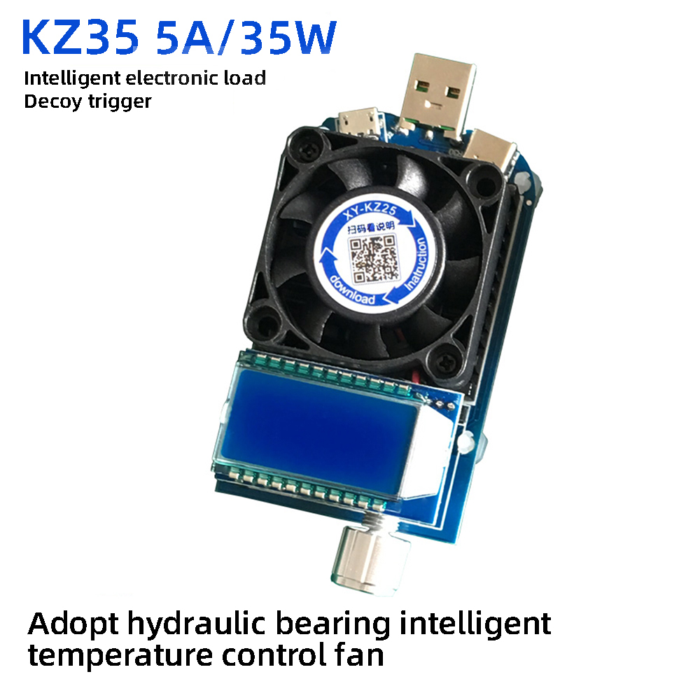 PANTHON Electronic USB Load Tester Adjustable Discharge Resistor Module 35W Test and Trigger QC2.0 QC3.0 AFC FCP with Cooling Fan
