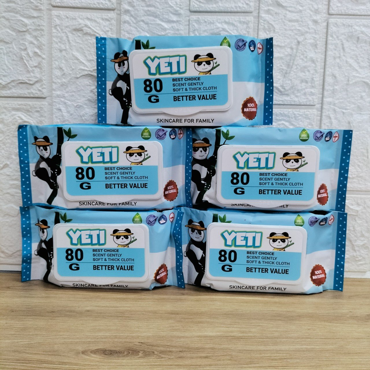 (Hỏa Tốc HCM)Combo 5 Bịch Khăn Giấy Ướt YeTi Thái Lan Không Mùi 80gr