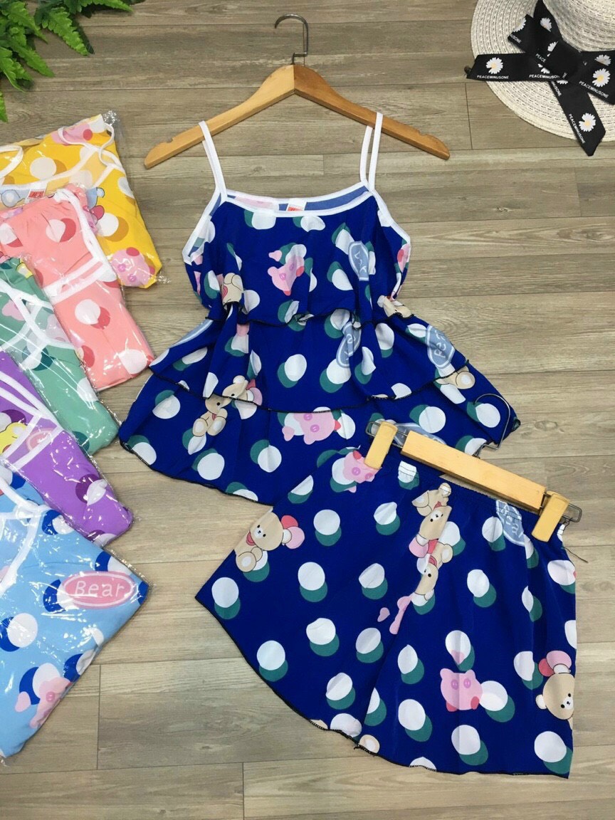 Set bộ mặc nhà đẹp vải lụa hàn Mềm Mịn Freesize Dưới 56kg