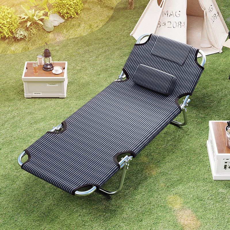 Outdoor folding bed, summer single camping, tri-fold marching bed, sitting, reclining, office folding lunch break bed