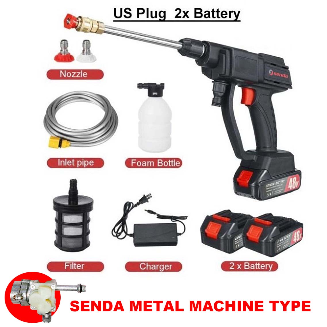 48V Portable High Pressure Washer Machine 15A 30Bar Cordless Washer