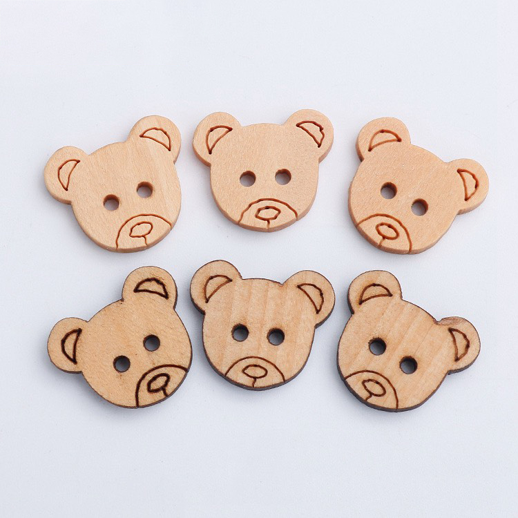 (5 cái) Nút gỗ hình mặt gấu Mini xinh xắn size 1.5cm