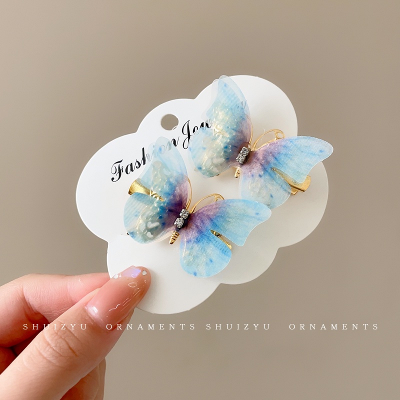 Set 2 Kẹp Tóc Hình Bươm Bướm Màu gradient Dễ Thương Cho Bé Gái