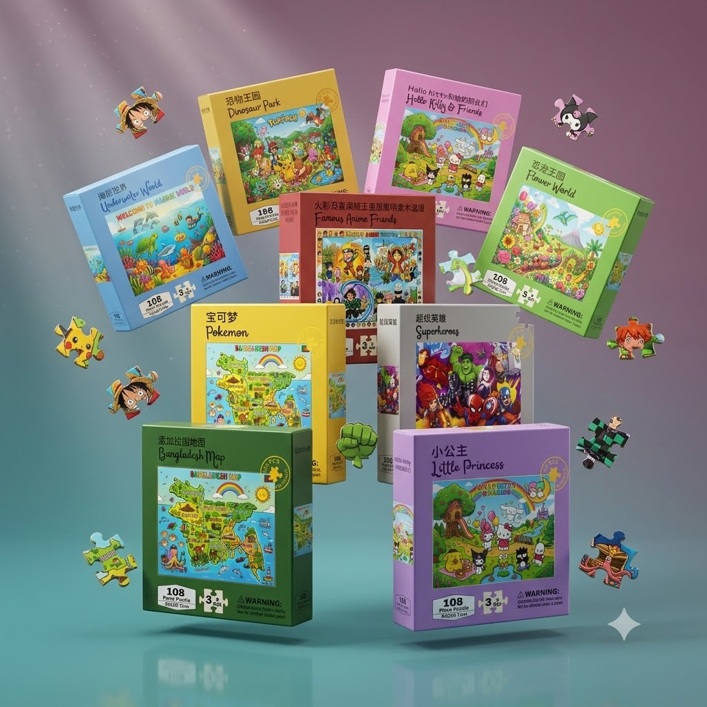 108 Pieces Jigsaw Puzzle Large Size 13x10.5 Inch Educational Learning Material & Toy
