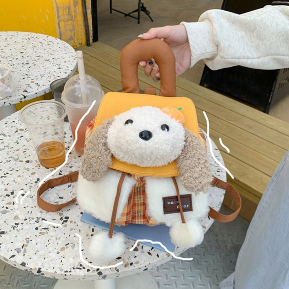 Cute%20Cartoon%20Plush%20Dog%20Backpack%20Kawaii%20Checkered%20Pattern%20Handbag%20Lightweight%20School%20Bag%20Girls%20-%20Image%202