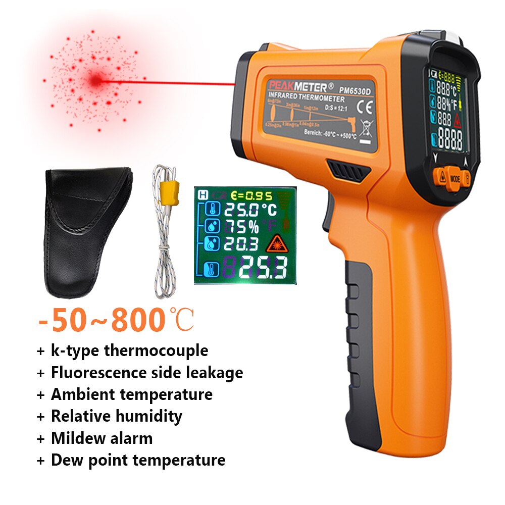 Peakmeter PM6530B Non-Contact Digital Infrared Thermometer Temperature Gun