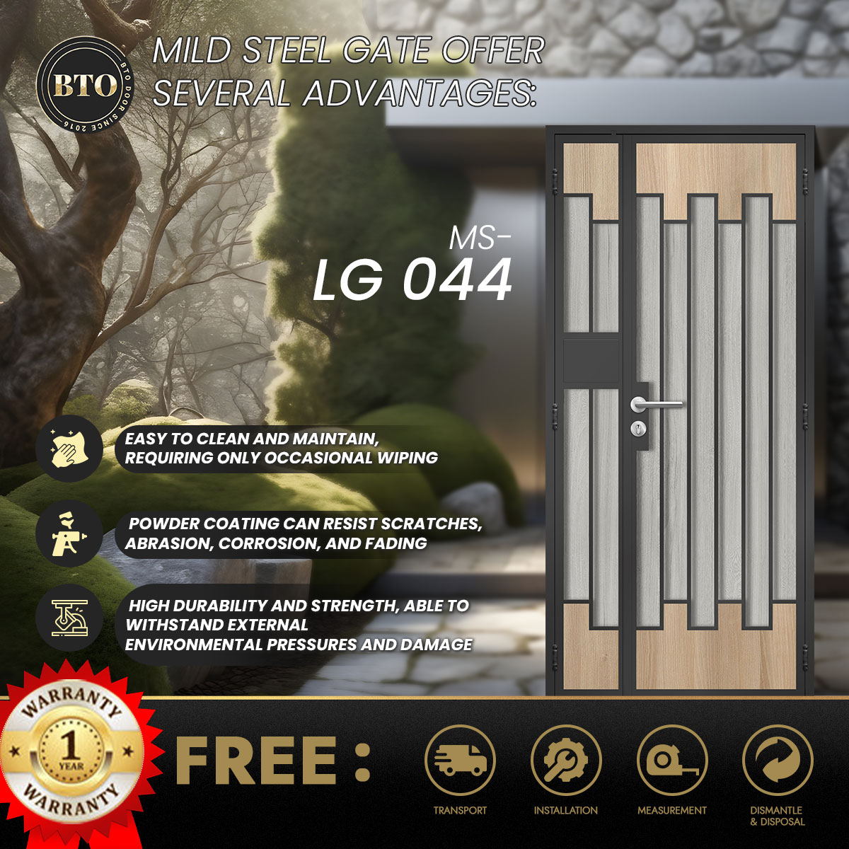 Mild Steel Main Gate, HDB Gate, BTO Resale Gate, Laminate Gate BTO