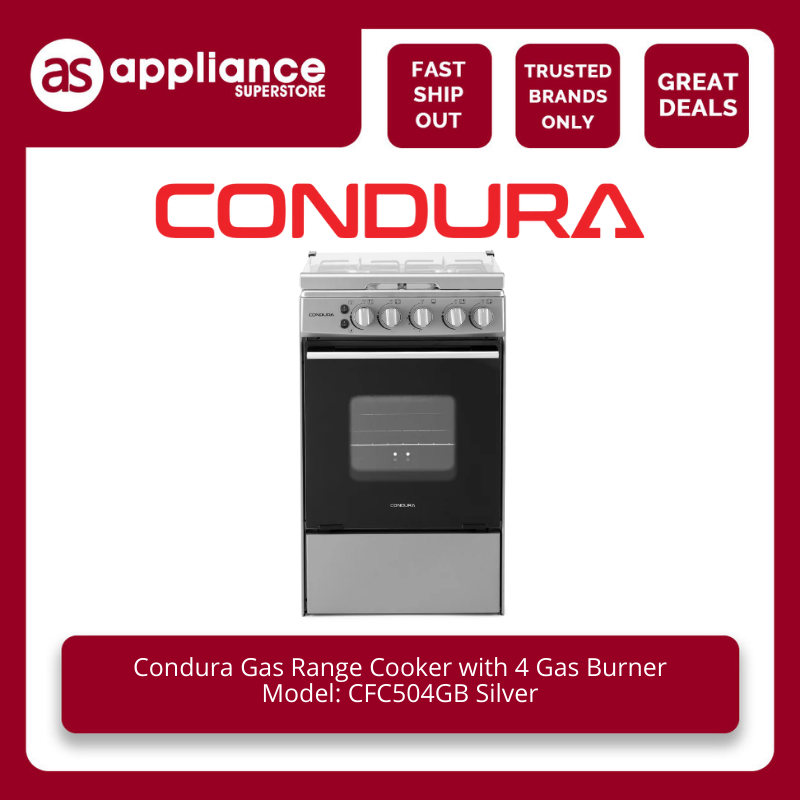 Condura Gas Range Cooker with 4 Gas Burner CFC504GB Silver Lazada PH