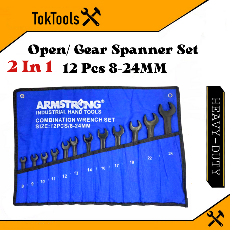 ARMSTRONG Black Back Combination Wrench Set Open / Gear Spanner Tools