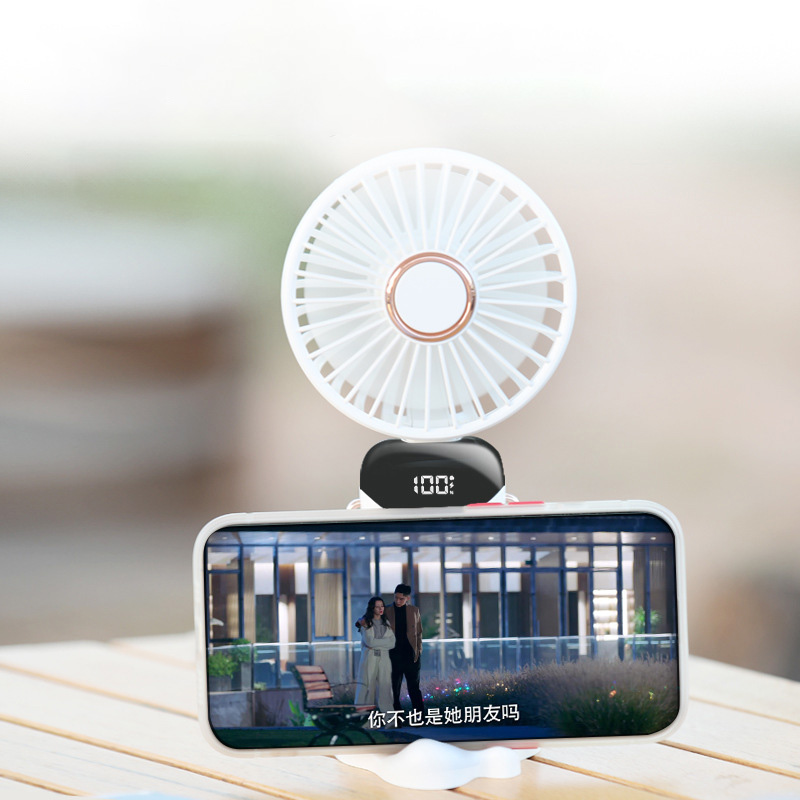 KAIMEIDI USB Handheld Fan Mini Portable Student Small Fan Digital Display Folding Aromatherapy Small Electric Fan