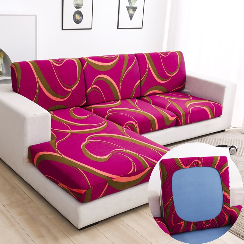 New Floral Printed Stretch Sofa Seat Cushion Cover Backrest Cover Protector for Couch Sofa Cover L Shape Chaselong Slipcovers