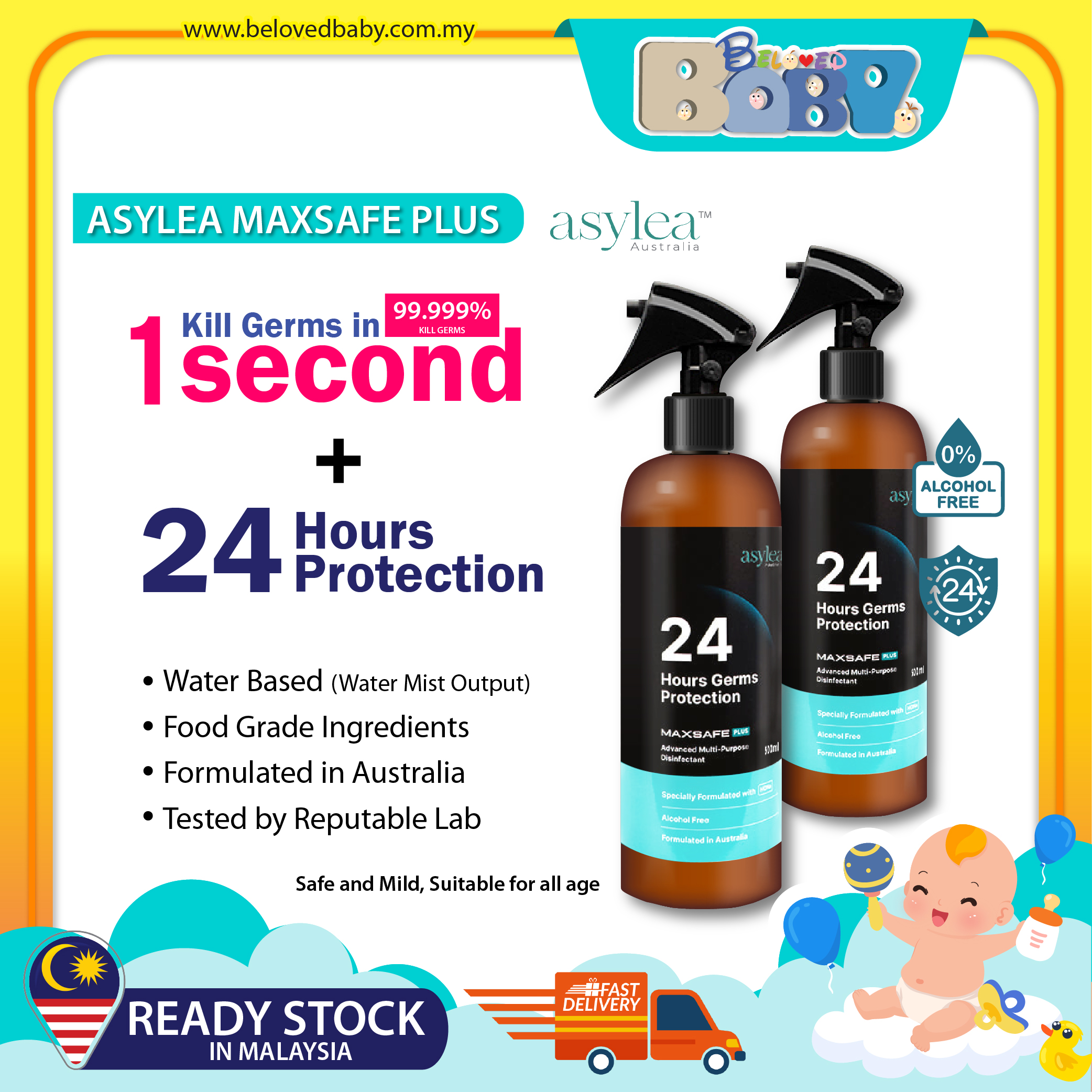 Asylea Maxsafe Plus 24 hours Protection Food Grade Disinfectant ...